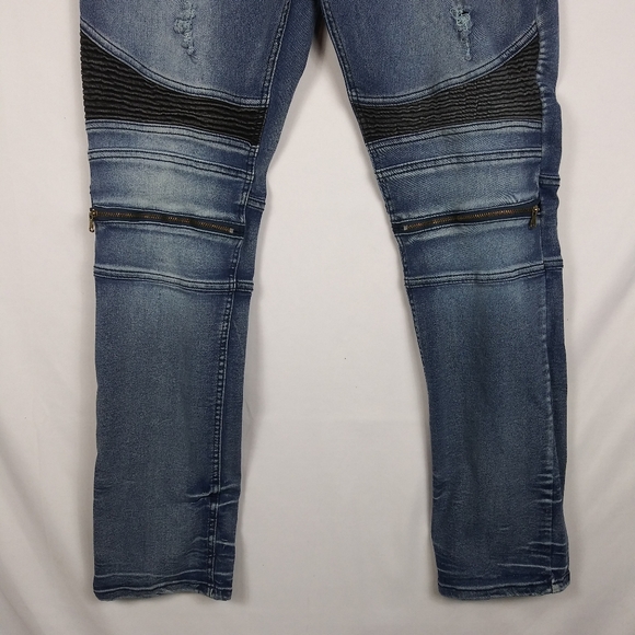 Demolition Statement Jeans Men's Size 40 x 31 Distressed Zipper Pockets - Picture 3 of 10